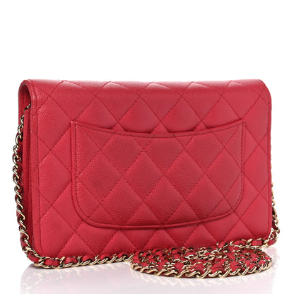 Chanel Caviar Quilted Wallet On Chain WOC Dark Pink 3 of 22