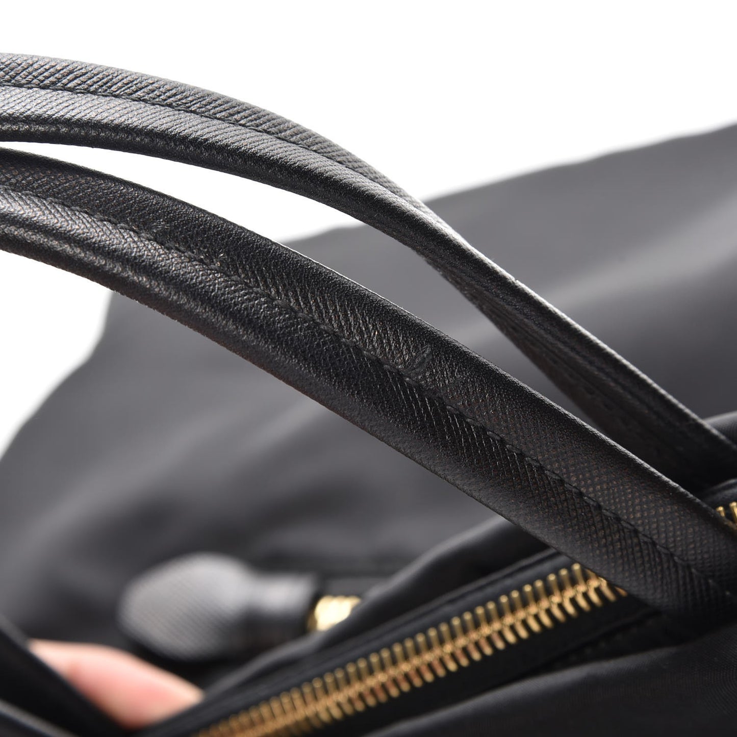 Tessuto Nylon Saffiano Shopping Satchel Black