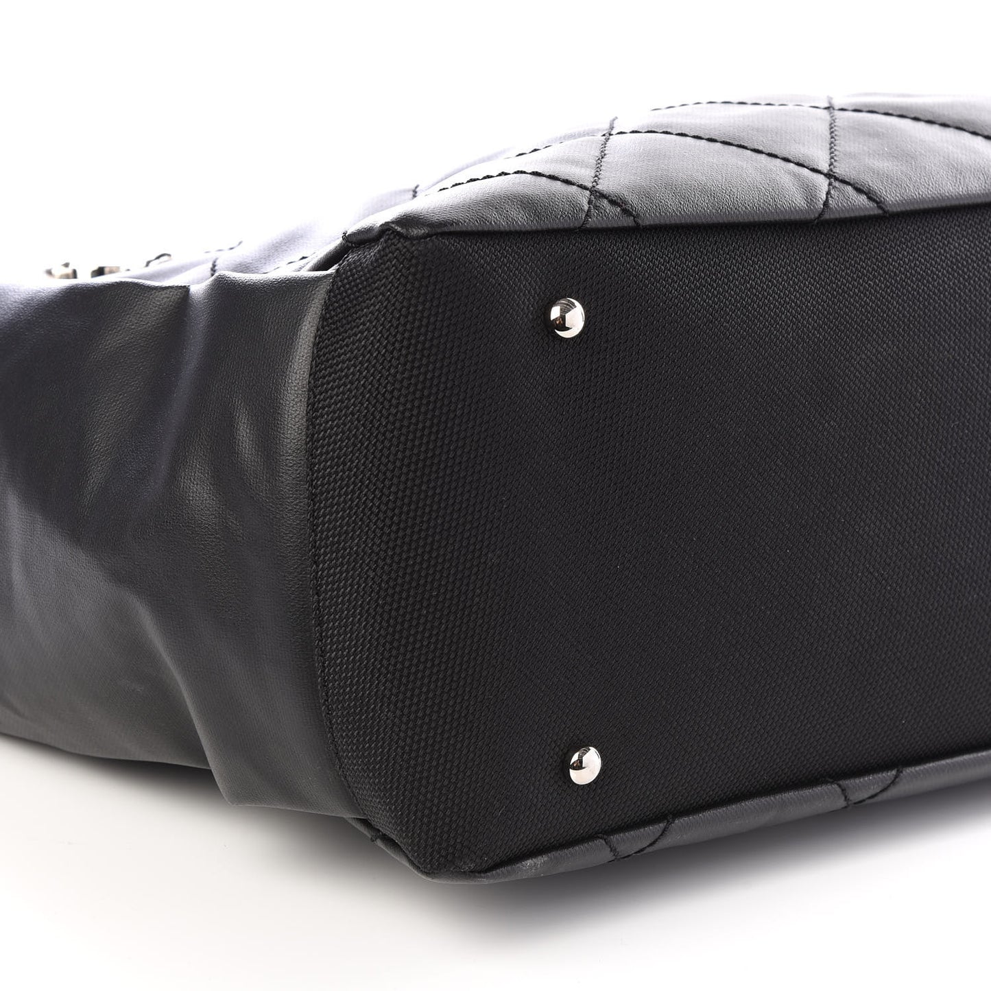 Coated Canvas Quilted Large Paris Biarritz Tote Black