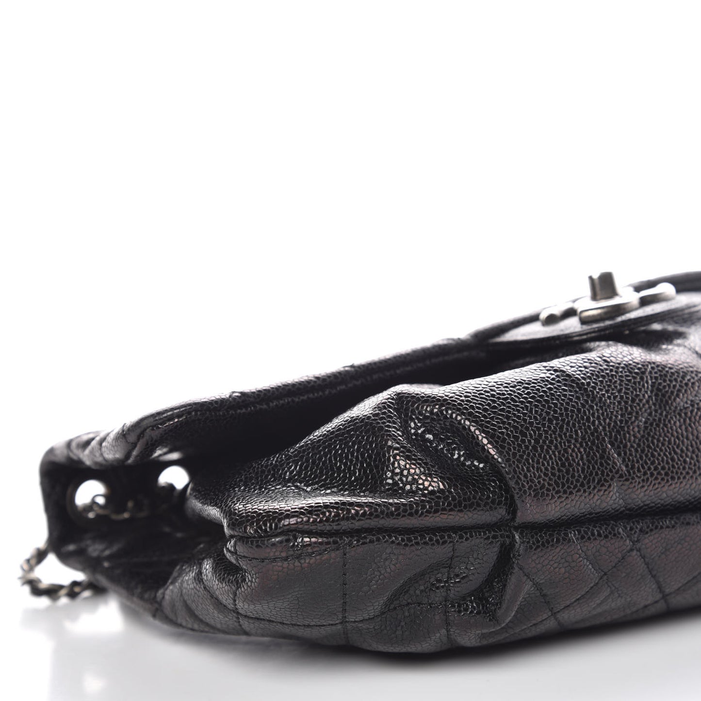 Caviar Quilted Medium Elastic Flap Black