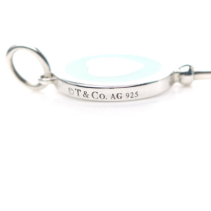 Tiffany Sterling Silver Enamel Heart Key Pendant Blue 3 of 4