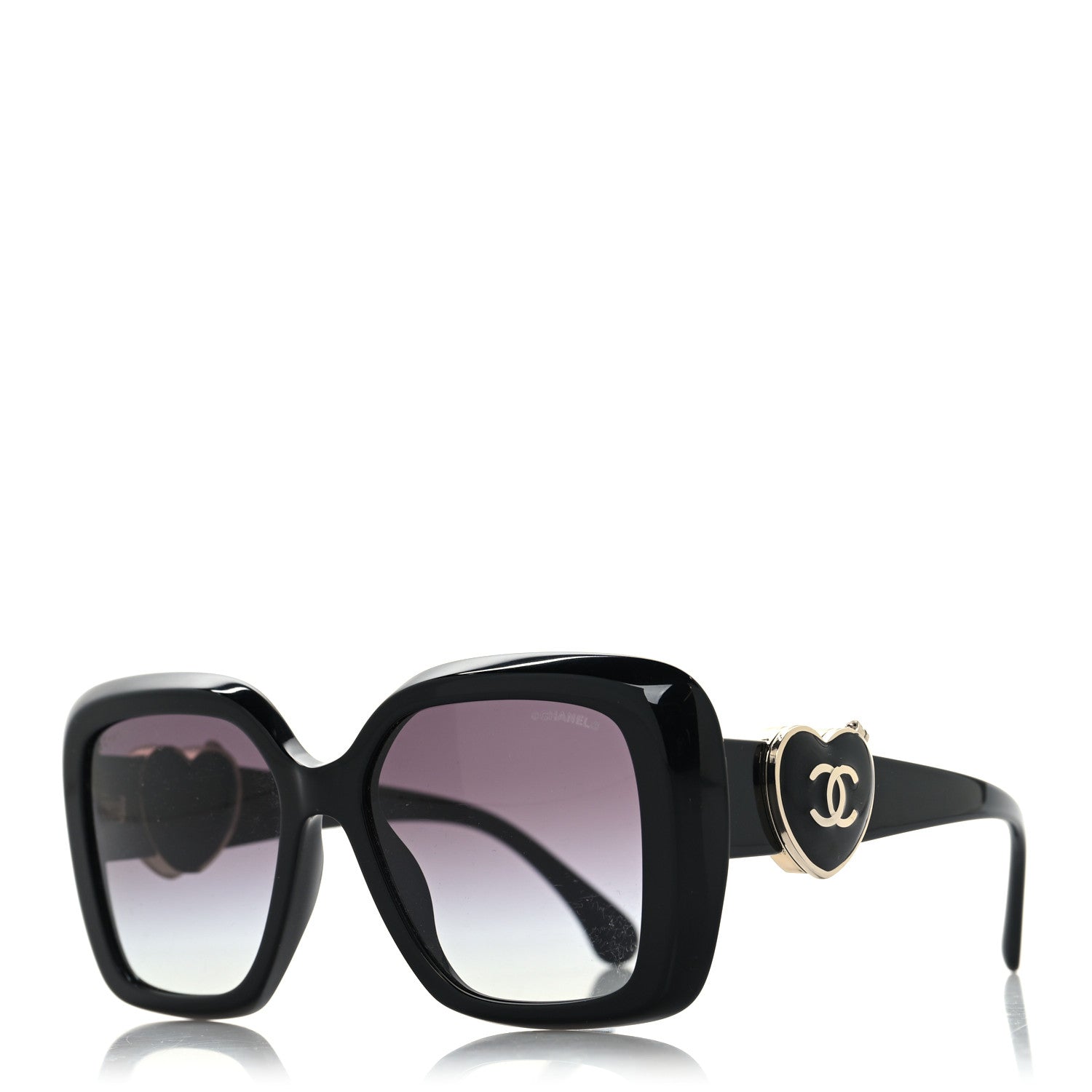 Chanel Acetate Enamel Heart Square Sunglasses 5518-A Black 1 of 8