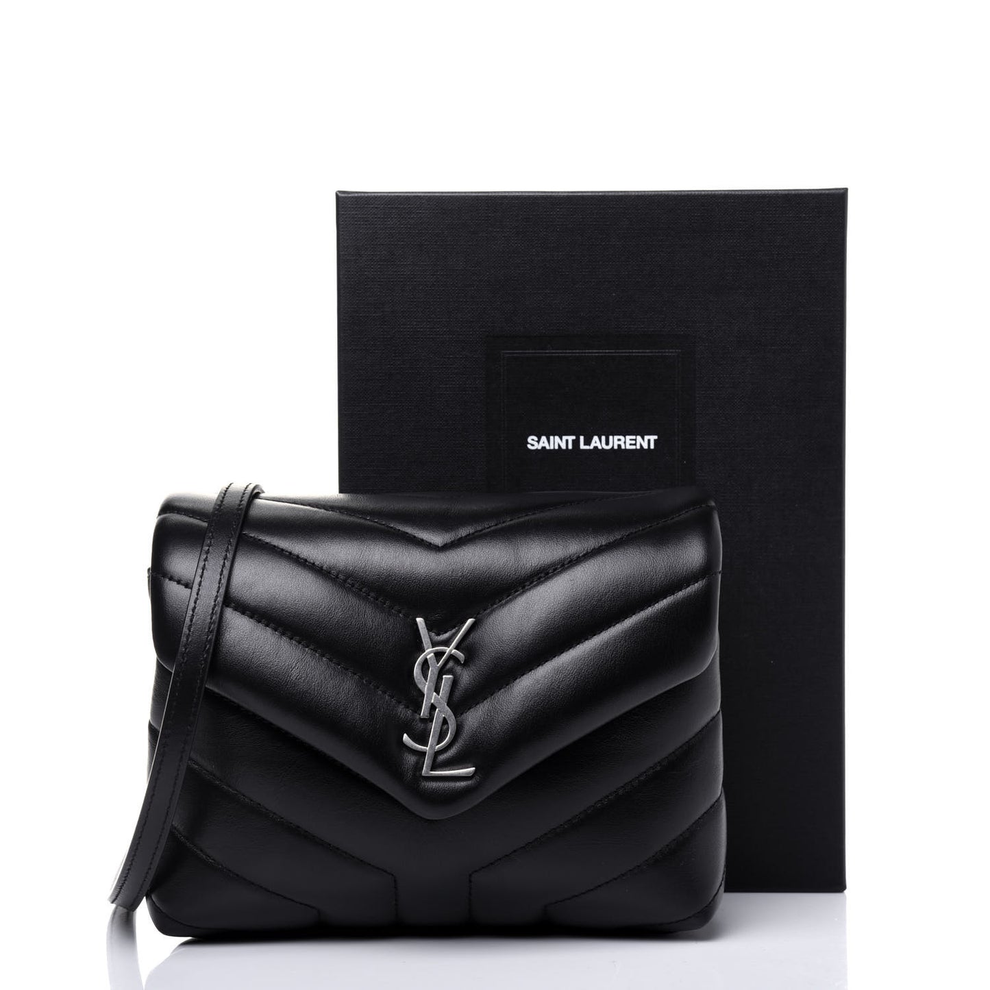 Calfskin Y Quilted Monogram Toy Loulou Crossbody Bag Black