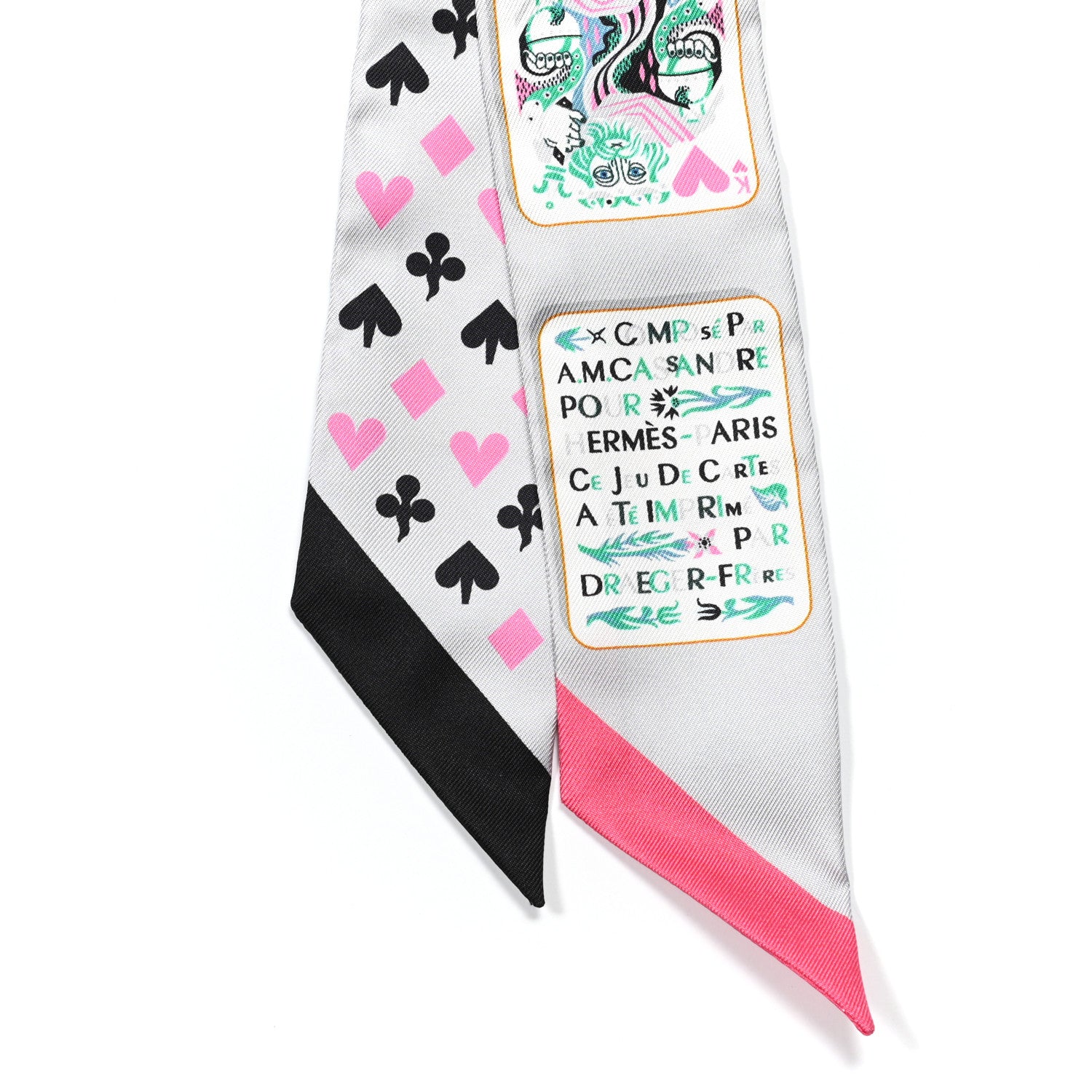 Hermes Silk Jeu de Cartes Twilly Gris Perle Rose Black 2 of 4