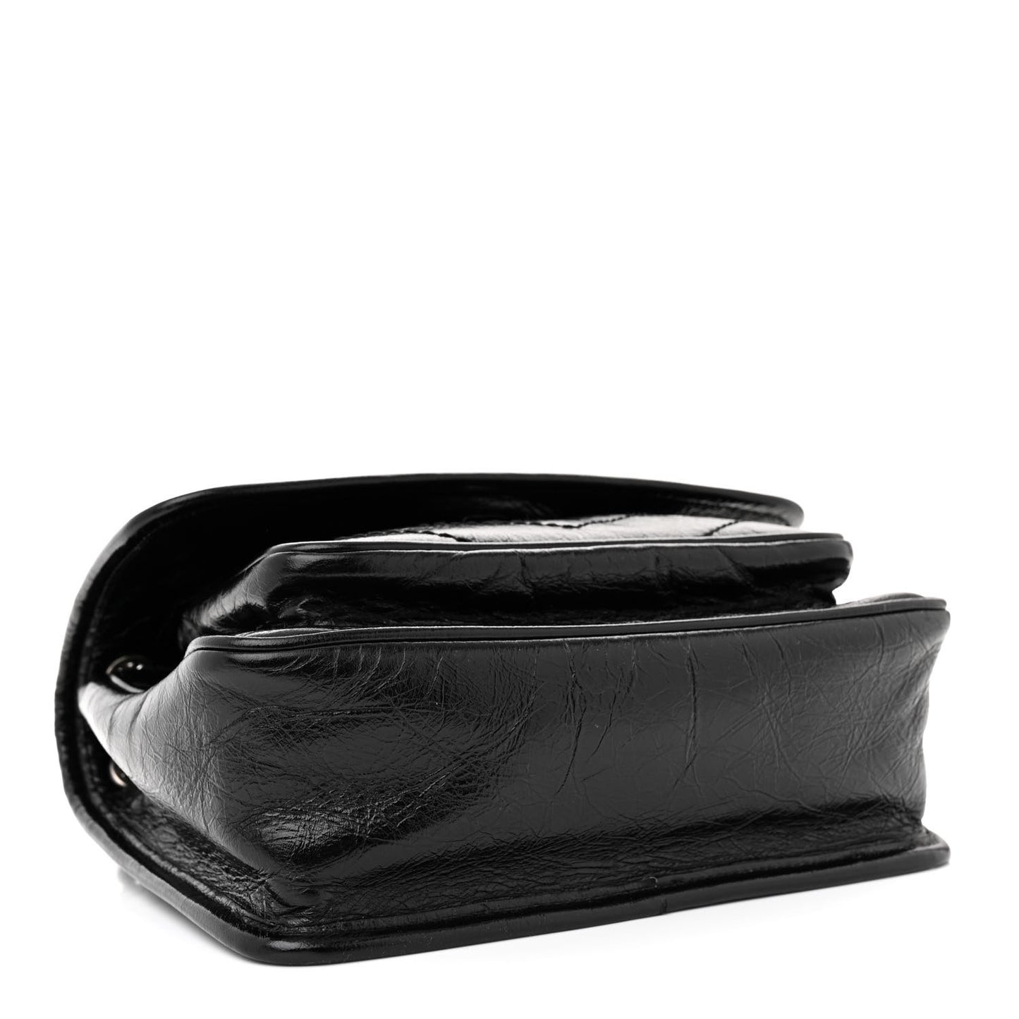 Crinkled Lambskin Matelasse Monogram Baby Niki Chain Satchel Black