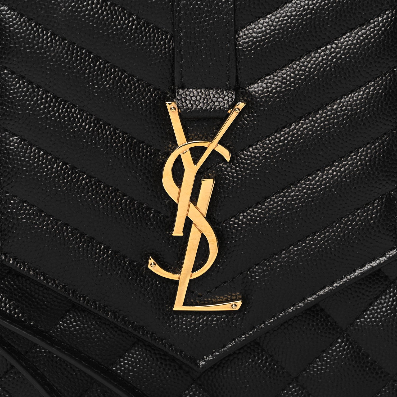 Saint Laurent SAINT LAURENT Grain De Poudre Matelasse Chevron Monogram Envelope Clutch Black 8 of 11