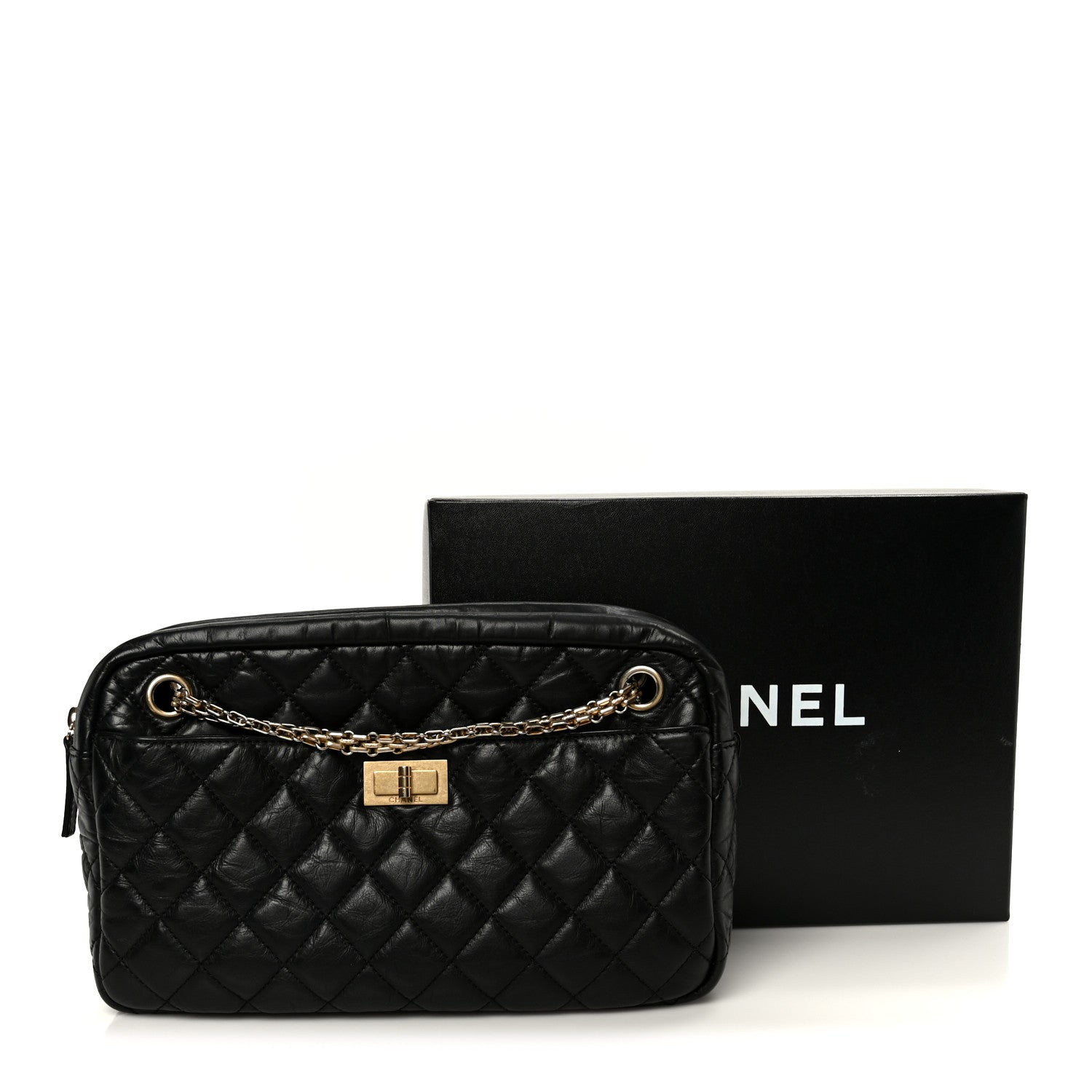 Chanel Aged Calfskin Quilted Medium Reissue Camera Case Black 11 of 11