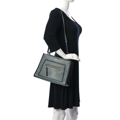 Fendi Vitello Century Opaco F is Fendi Bi-Color Small Runaway Satchel Carbone Black 2 of 10