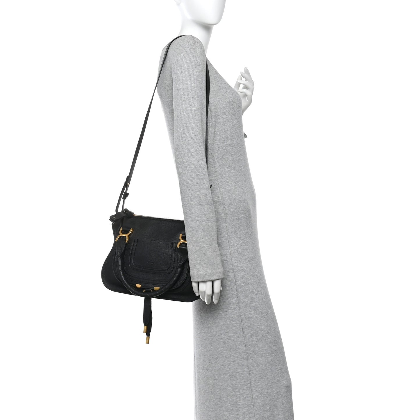 Calfskin Small Marcie Satchel Black