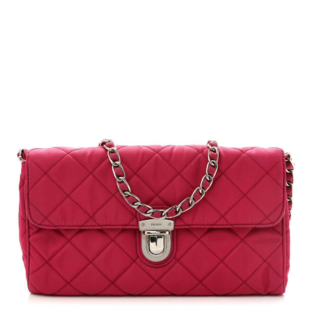 Tessuto Nylon Impuntura Flap Chain Bag Ibisco