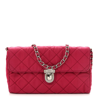 Prada Tessuto Nylon Impuntura Flap Chain Bag Ibisco 1 of 13
