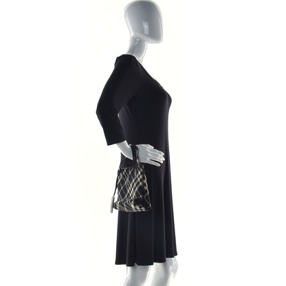 Burberry Wool Plaid Check Tote Black 2 of 10