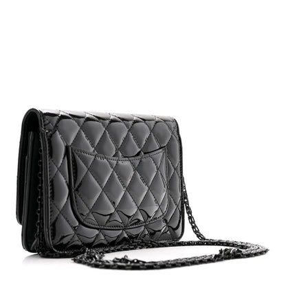 Chanel Patent Calfskin Quilted Reissue Wallet On Chain WOC So Black 3 of 12