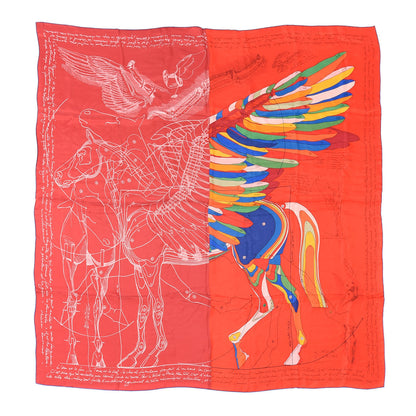 Hermes Silk Twill Le Pegase D Hermes Giant Scarf 140 Rouge Vert Multicolor 1 of 4