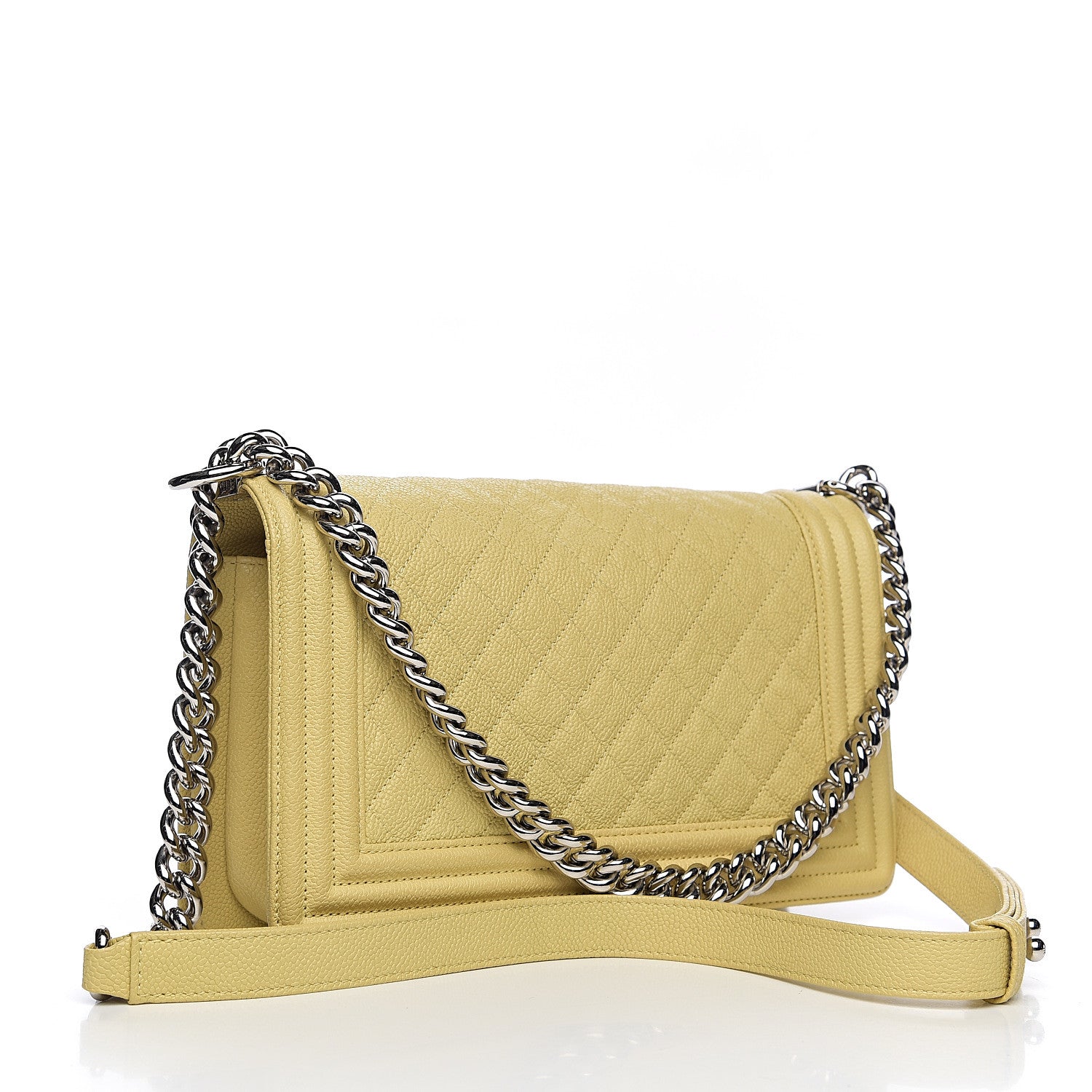 Chanel Caviar Quilted Medium Boy Flap Light Yellow 2 of 11