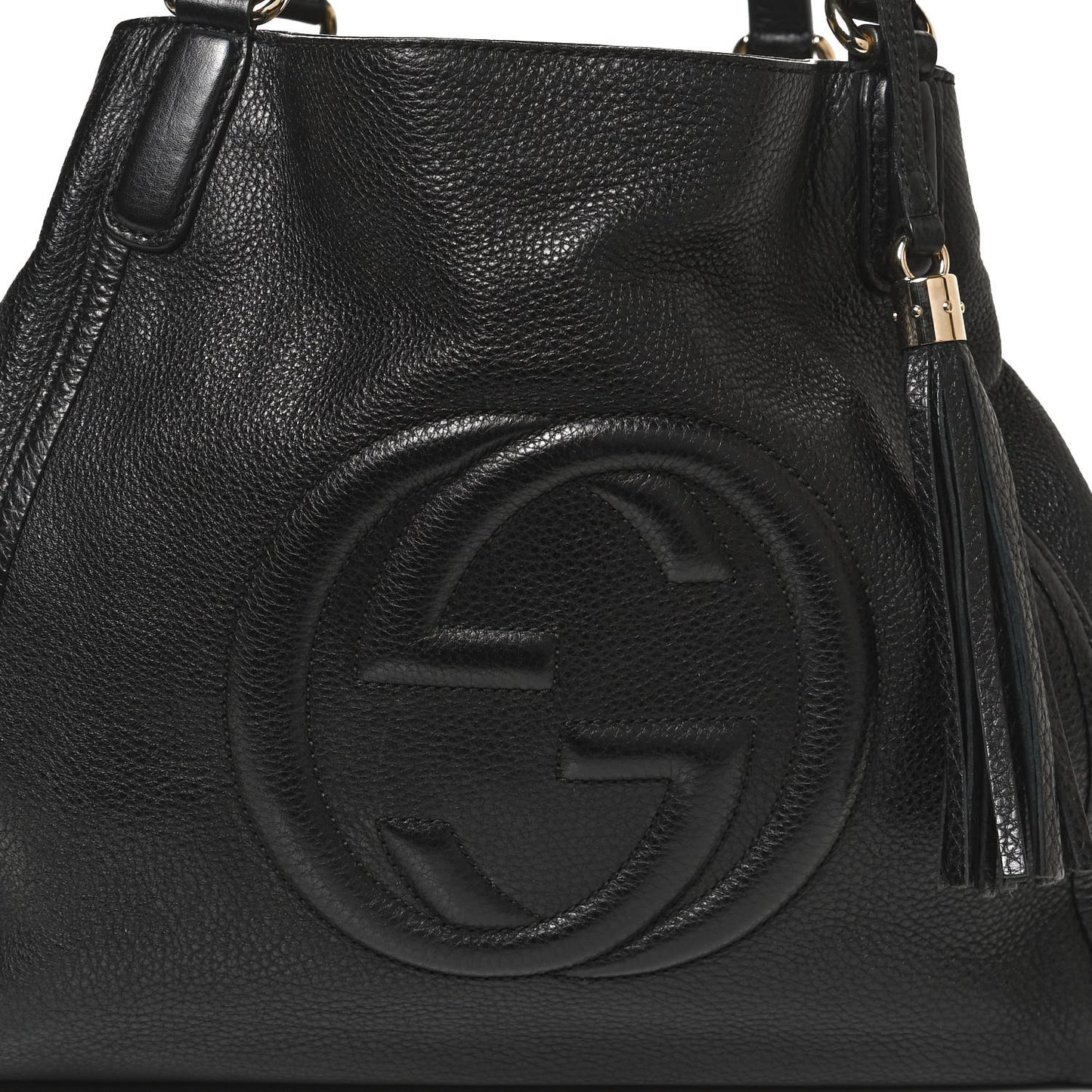 Pebbled Calfskin Medium Soho Shoulder Bag Black