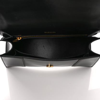Balenciaga Shiny Box Calfskin Medium Hourglass Top Handle Bag Black 5 of 9