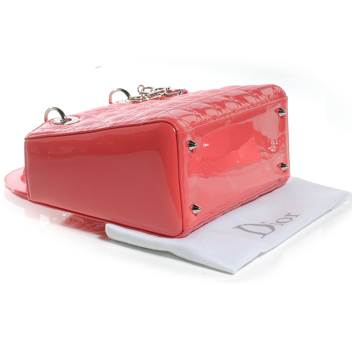 Patent Cannage Medium Lady Dior Coral