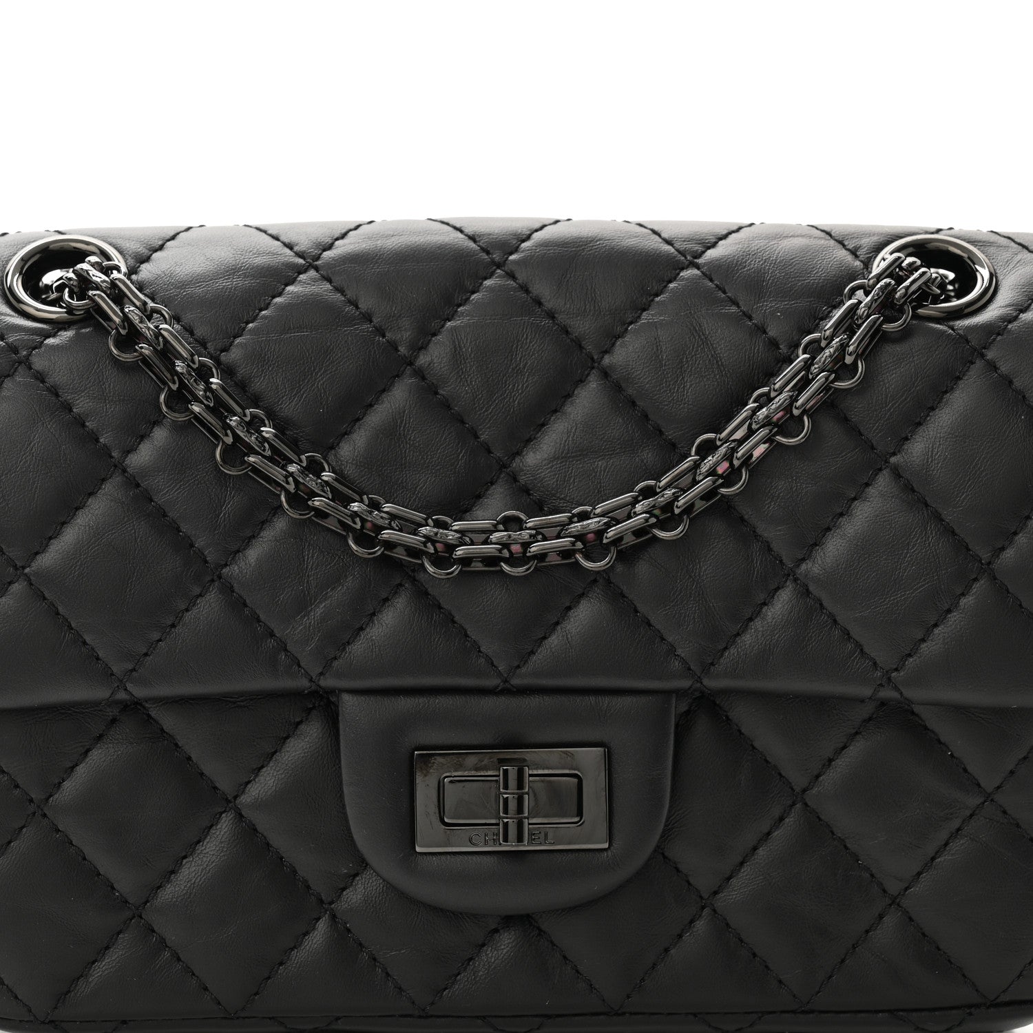 Chanel Aged Calfskin Quilted 2.55 Reissue Mini Flap So Black 8 of 11