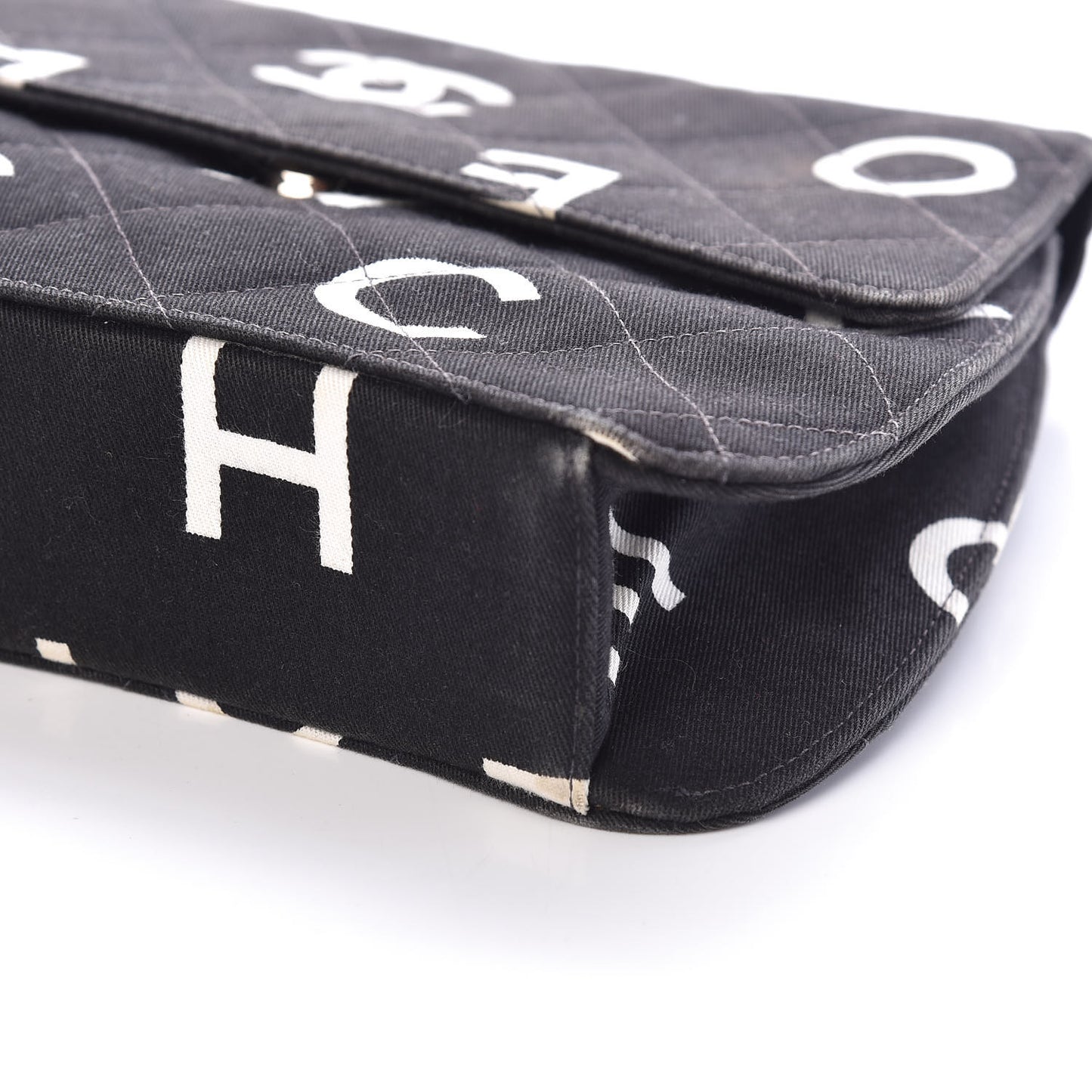 Canvas Quilted Coco ID Chain Bag Black