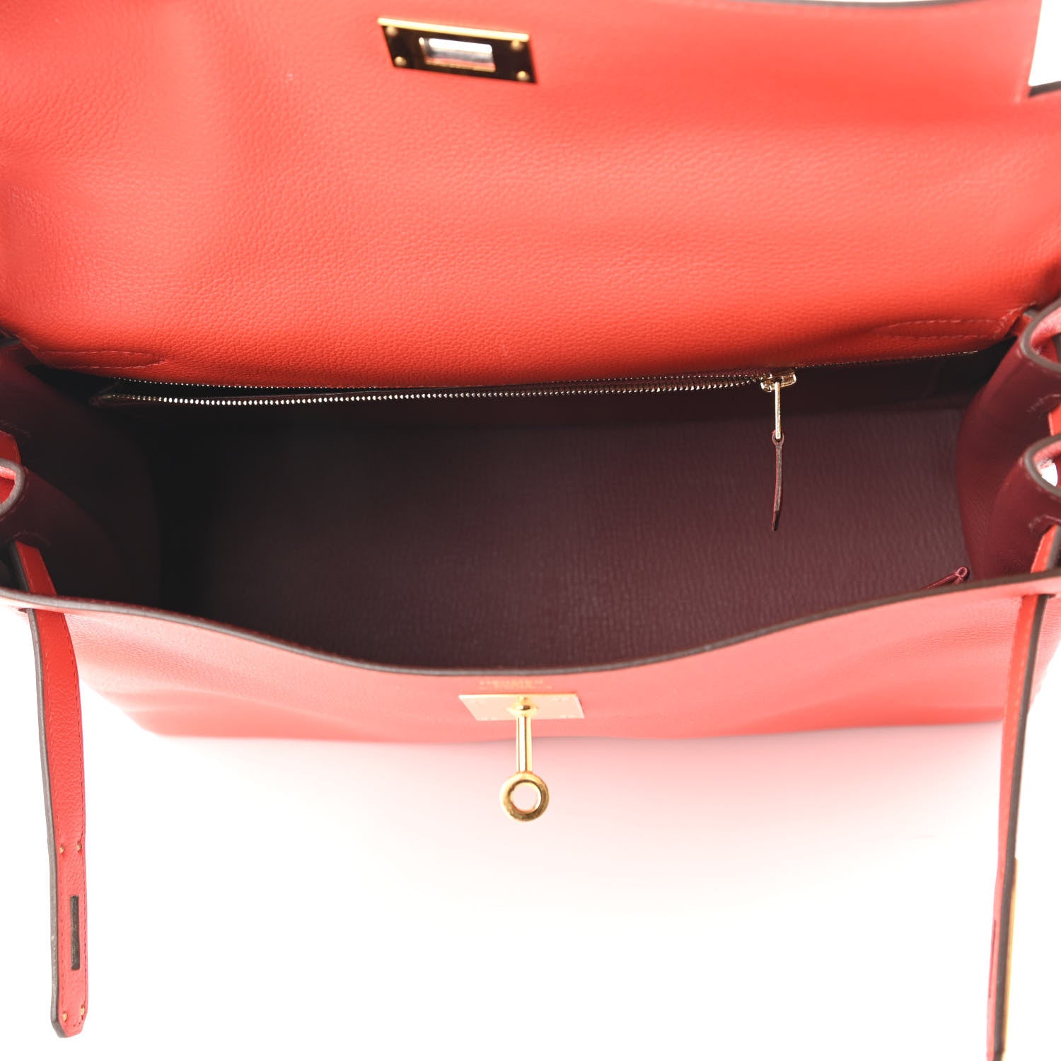 Hermes Evercolor Verso Kelly Retourne 32 Capucine Rouge H 5 of 12