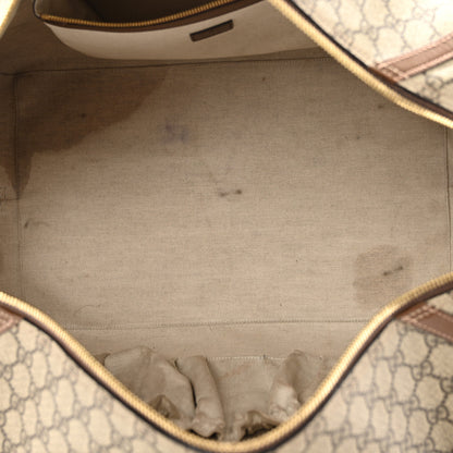 Gucci GG Supreme Monogram Azalea Calfskin Retro Interlocking G Large Duffle Bag Beige Ebony Brown Sugar 4 of 15