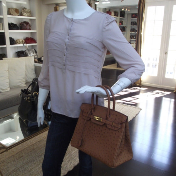 Hermes Ostrich Birkin 30 Gold 2 of 10