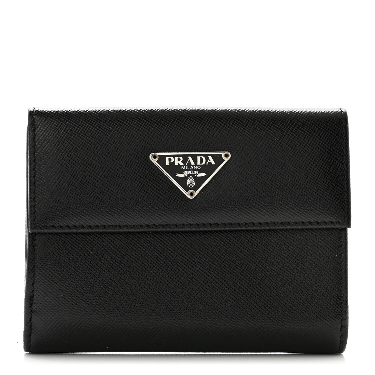 Saffiano Tri-Fold Compact Wallet Black