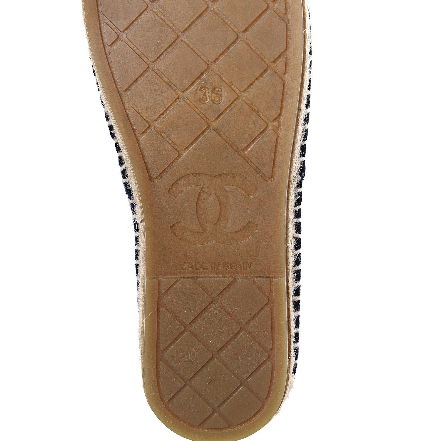 Chanel Velvet Logo Espadrilles 36 Navy Black 7 of 7