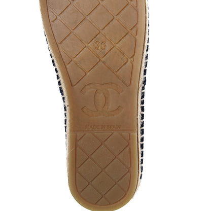 Chanel Velvet Logo Espadrilles 36 Navy Black 7 of 7