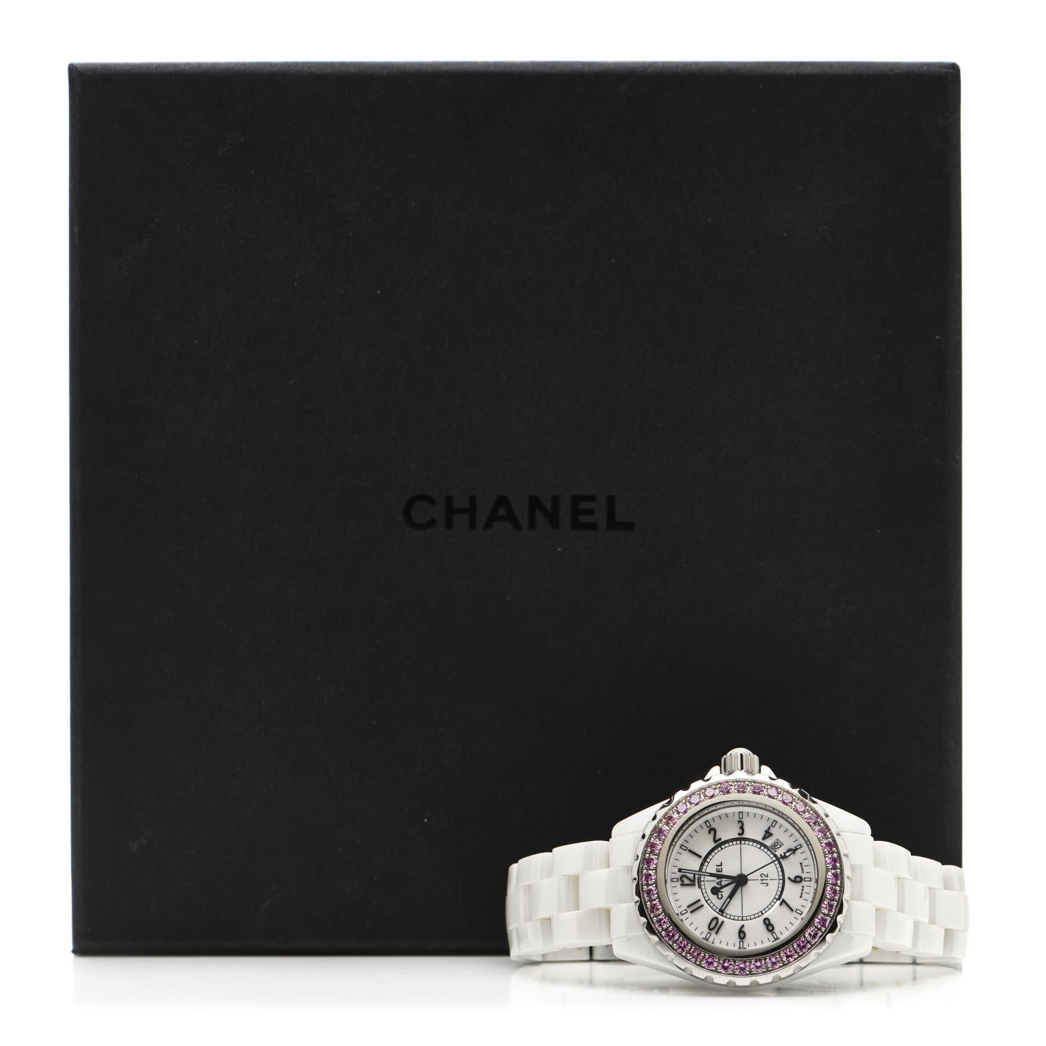 Chanel Stainless Steel Ceramic Pink Sapphire 33mm J12 Quartz Watch White 5 of 5
