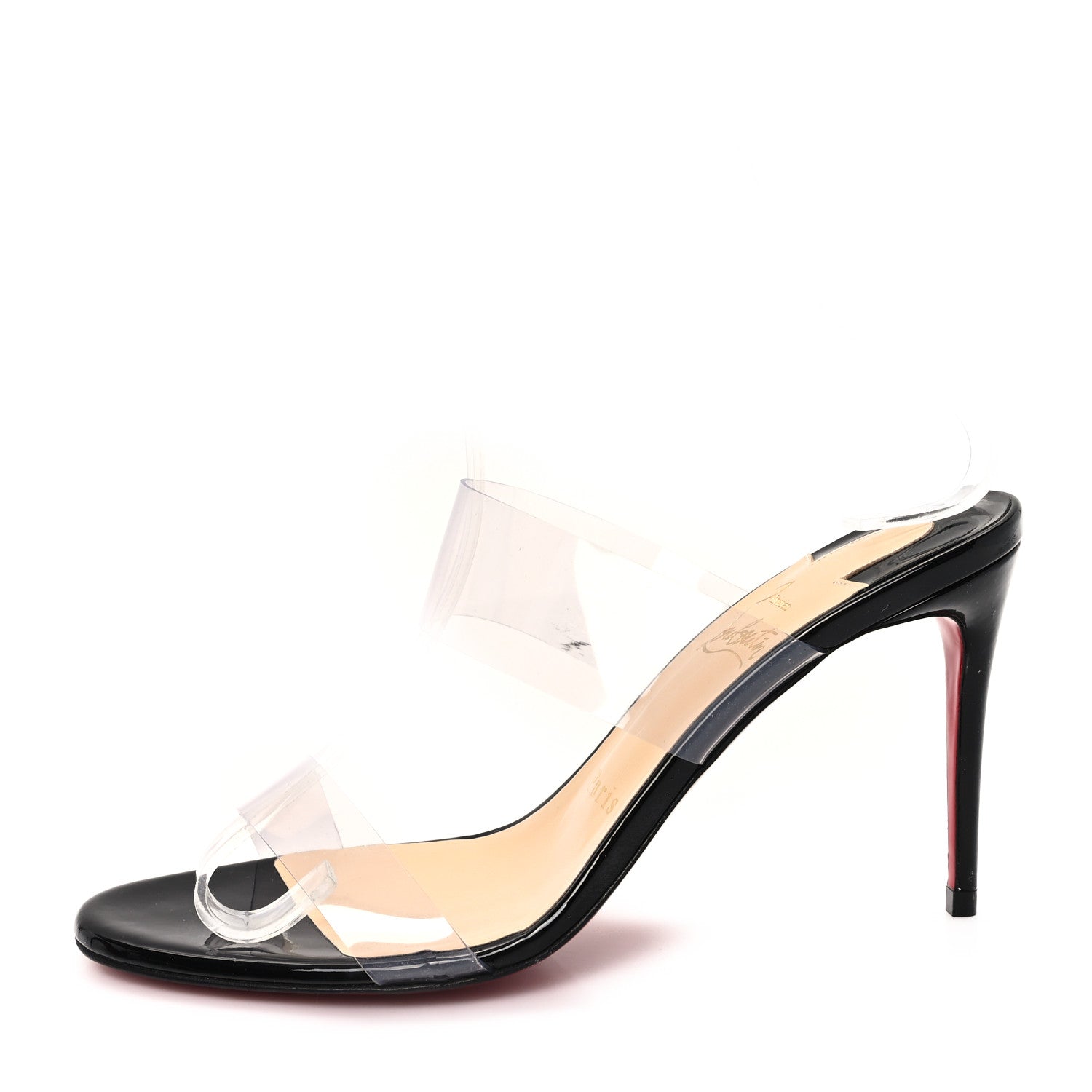 Christian Louboutin Patent PVC Just Nothing 85 Slide Sandals 37 Black 1 of 9