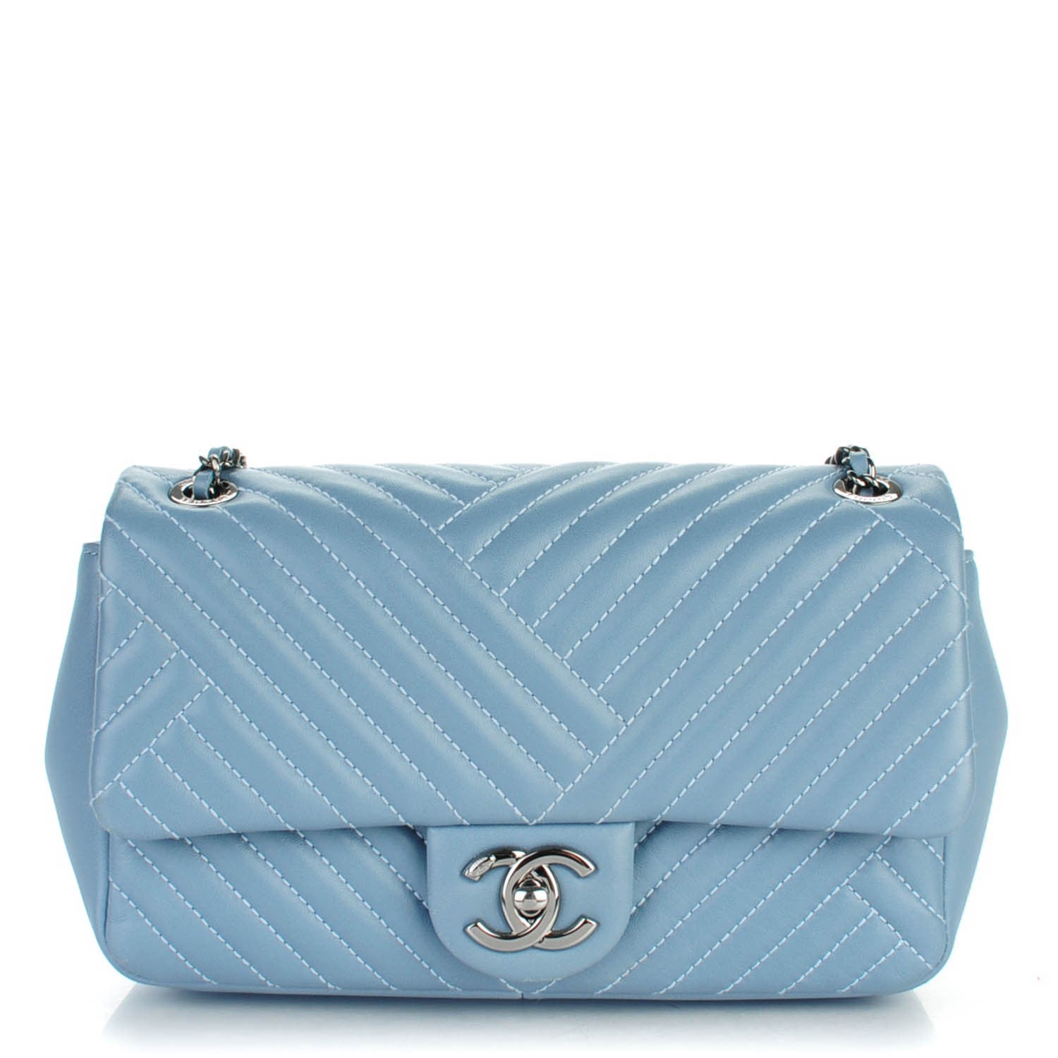 Chanel Lambskin Quilted Small CC Crossing Flap Light Blue 1 of 8