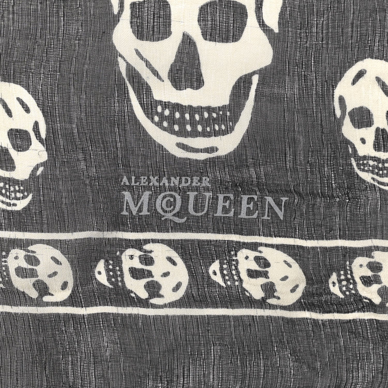 Alexander McQueen Silk Chiffon Skull Scarf Black Ivory 2 of 6