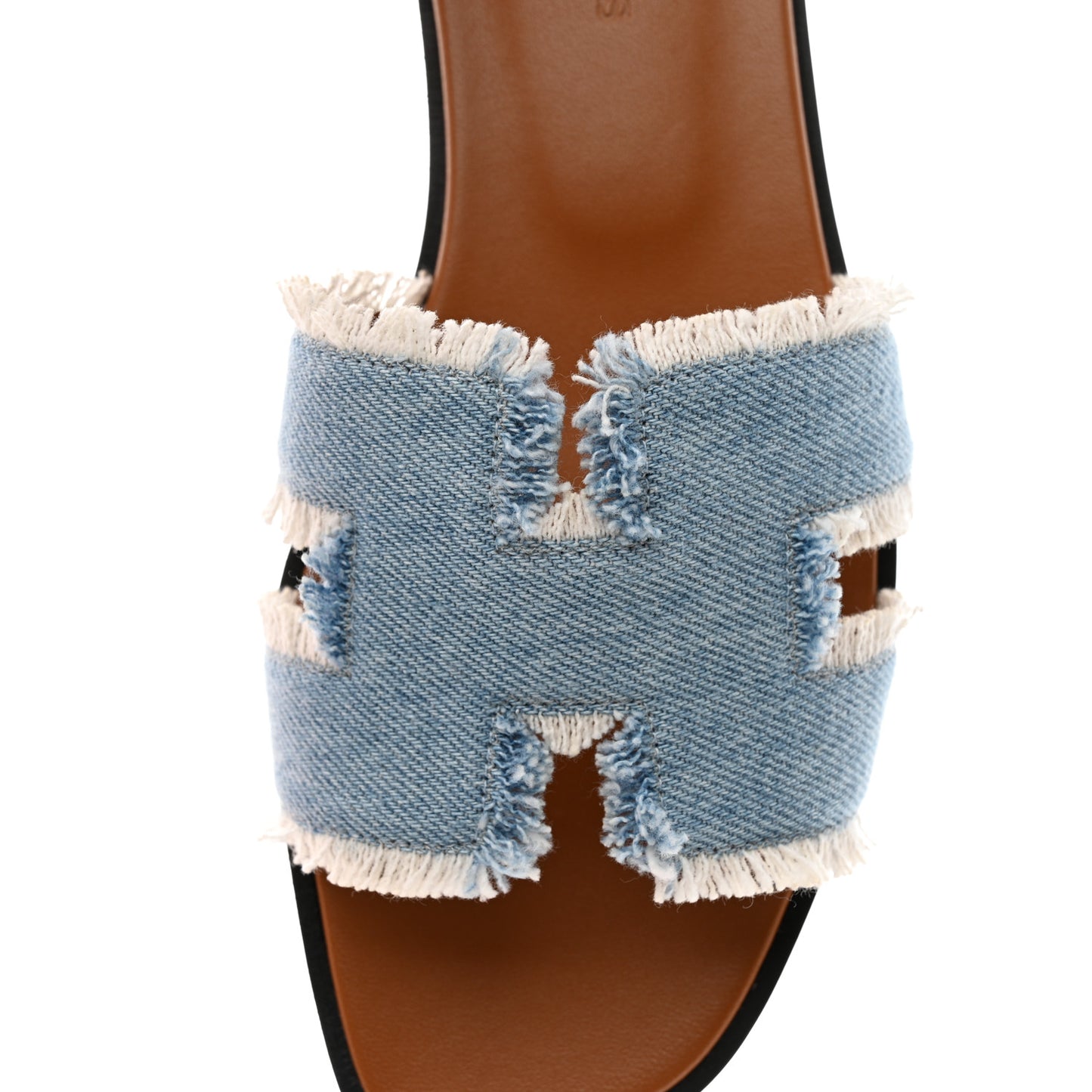 Denim Oran Fringe Sandals 36 Bleu Clair