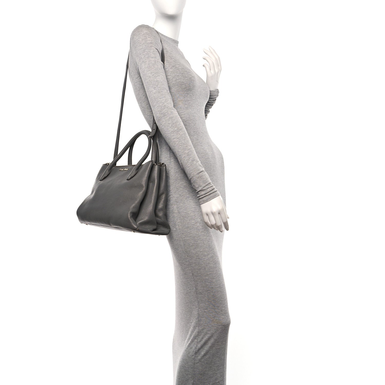 Miu Miu Goatskin Madras Top Handle Double Zip Tote Marmo 2 of 15