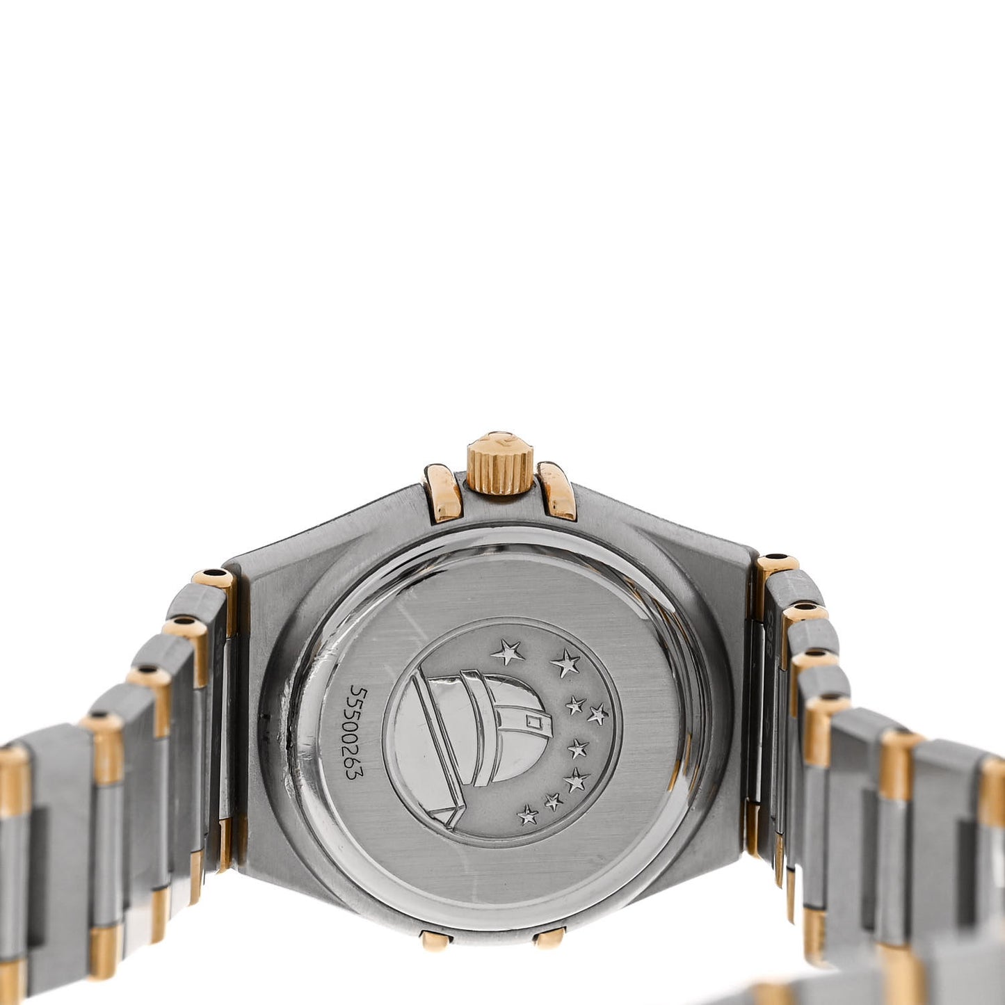 Stainless Steel 18K Yellow Gold Diamond Bezel 22mm Constellation Quartz Watch Champagne 13671000