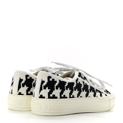 Christian Dior Canvas Macro Houndstooth Embroidered Womens Walk'N'Dior Low Top Sneakers 37.5 White Black 4 of 9
