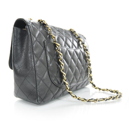 Chanel Caviar Quilted Jumbo Flap Black GHW 3 of 10