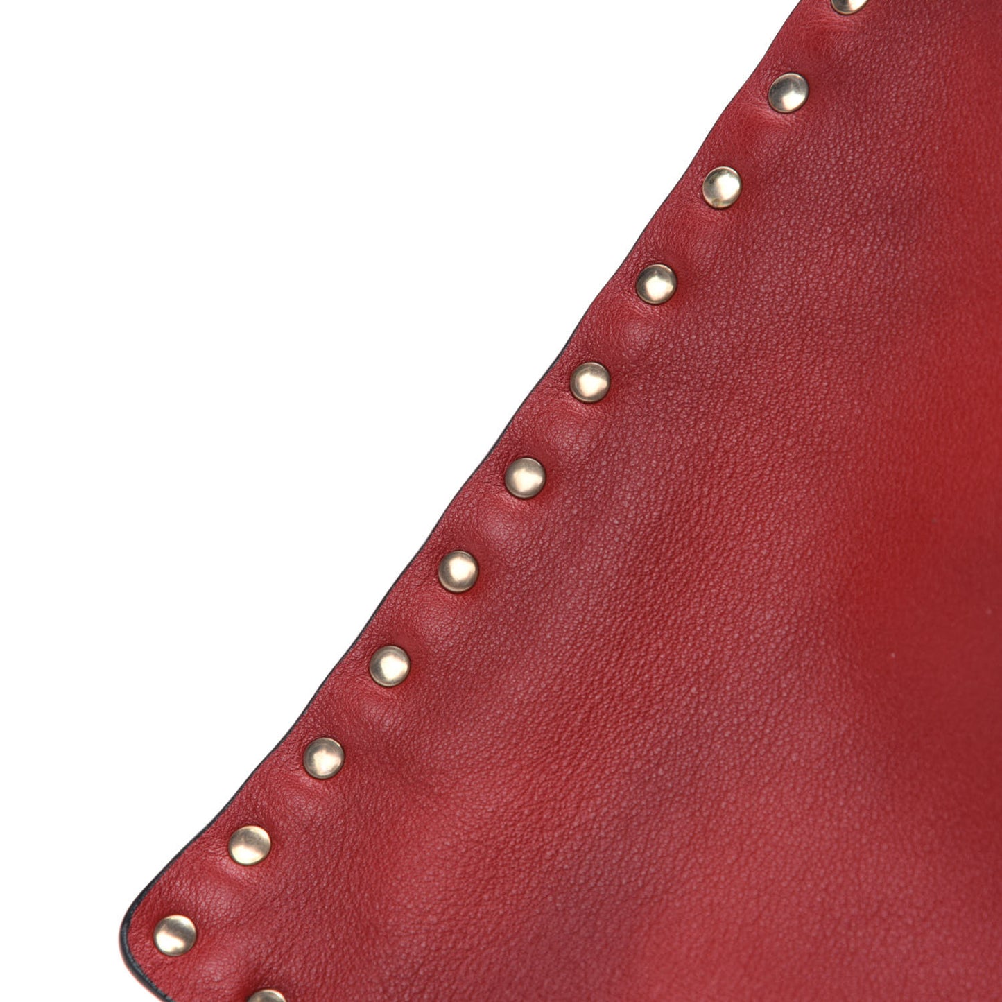 Vitello Large Rockstud Zip Pouch Red