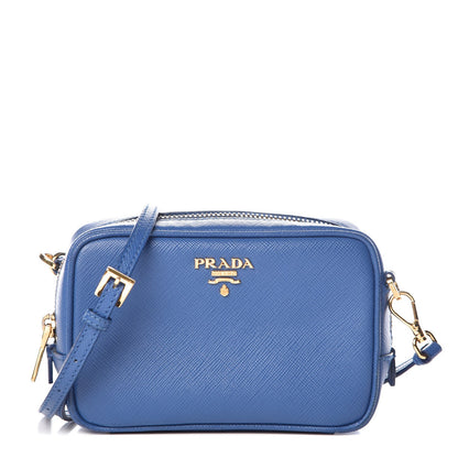 Prada Saffiano Mini Camera Crossbody Bag Azzurro 1 of 9