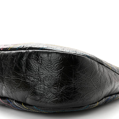 Chanel Glazed Calfskin Chevron Stitched Large 31 Shopping Bag Black Multicolor 9 of 9