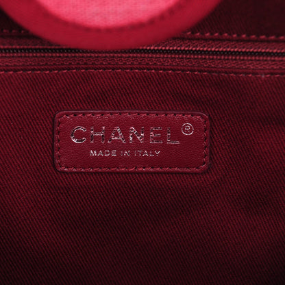 Chanel Canvas Large Deauville Tote Red 6 of 7