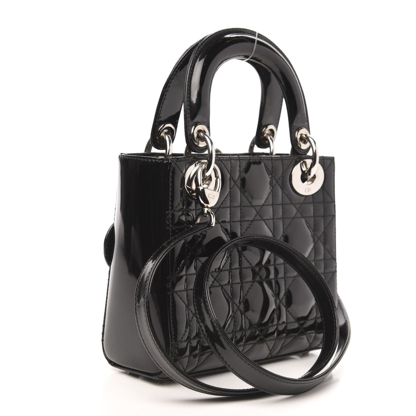 Patent Cannage Mini Lady Dior Black