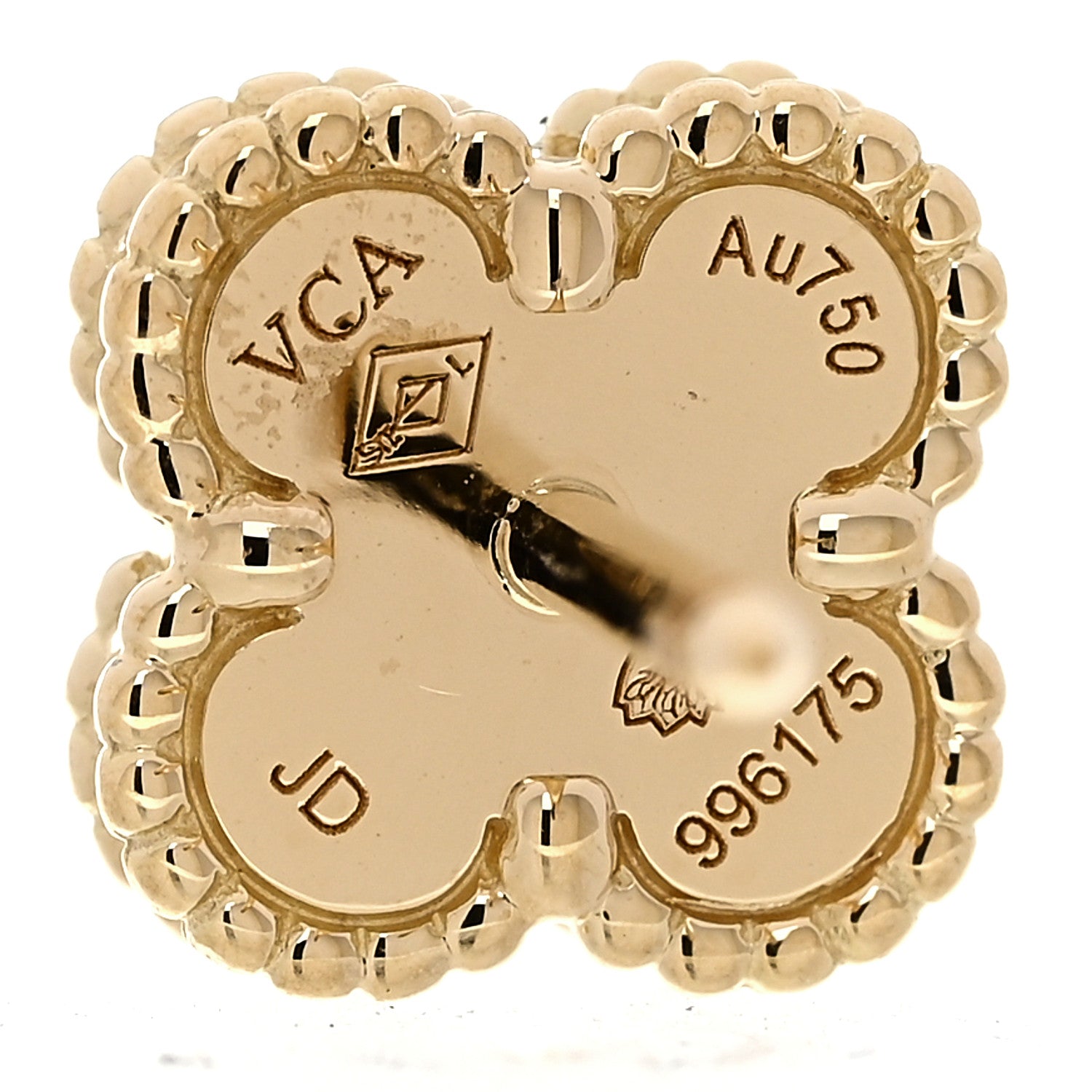 Van Cleef & Arpels 18K Yellow Gold Mother of Pearl Sweet Alhambra Single Earrings 4 of 4
