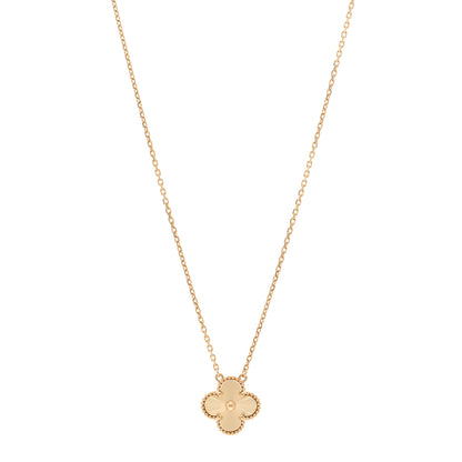 Van Cleef & Arpels 18K Yellow Gold Guilloche Vintage Alhambra Pendant Necklace 1 of 6