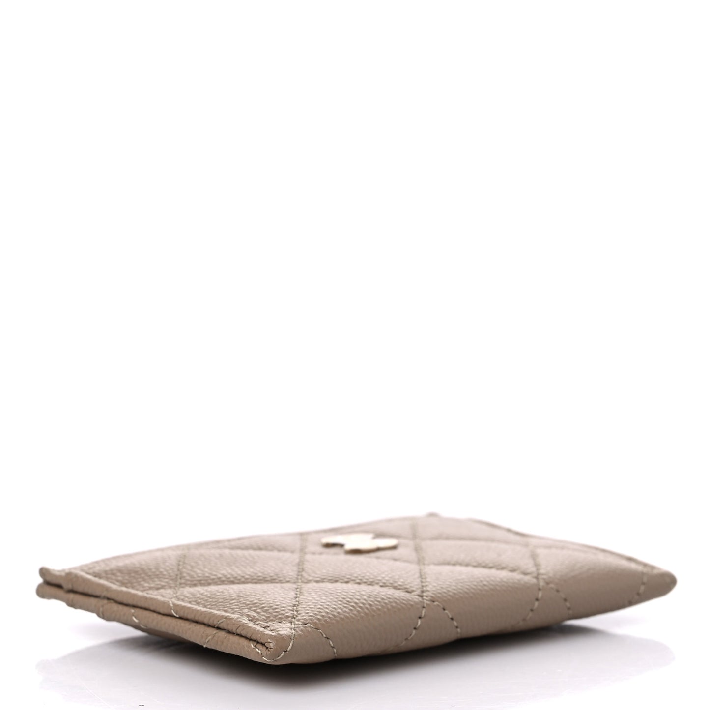 Caviar Quilted Card Holder Dark Beige