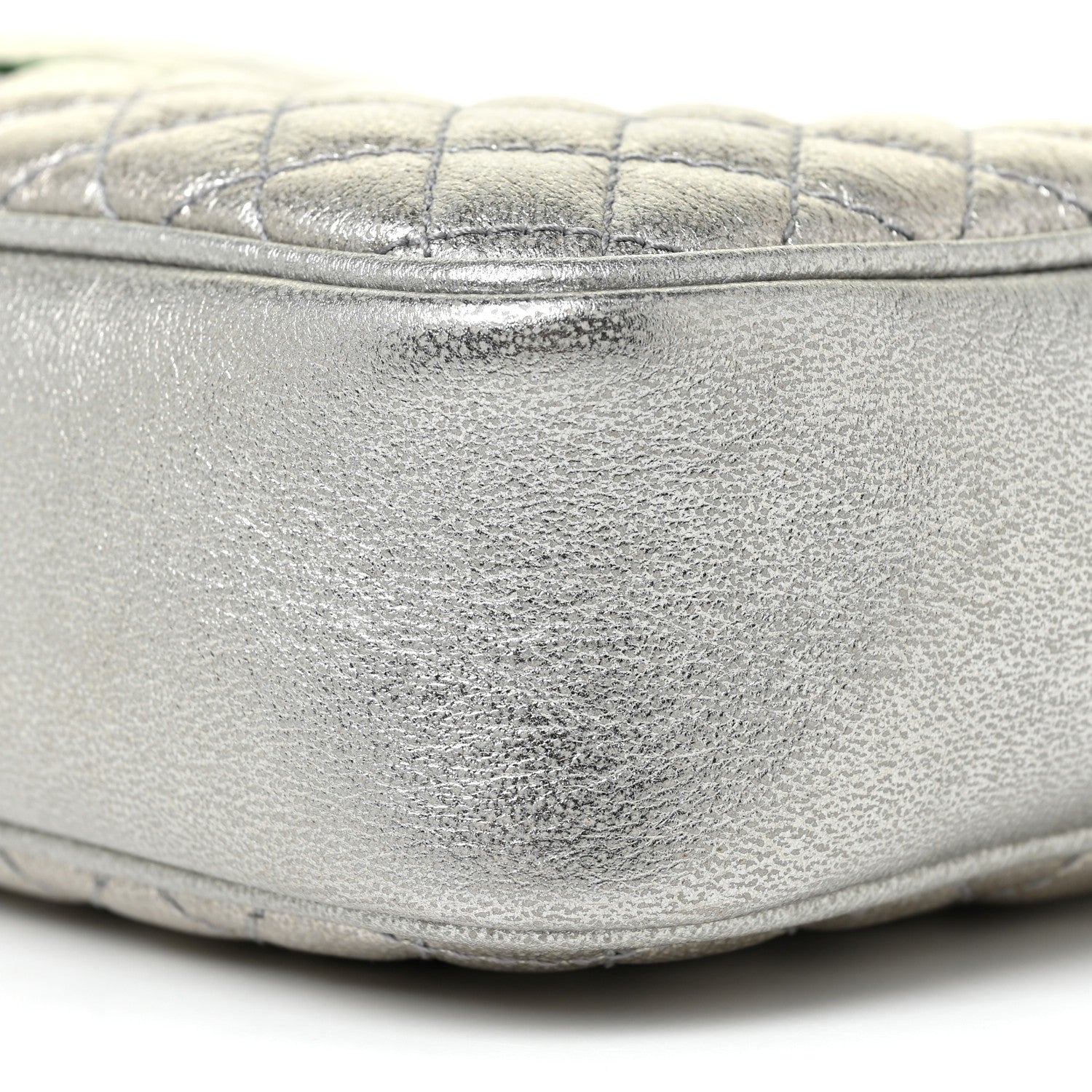 Gucci Laminated Nappa Web Trapuntata Small GG Shoulder Bag Argento 6 of 9