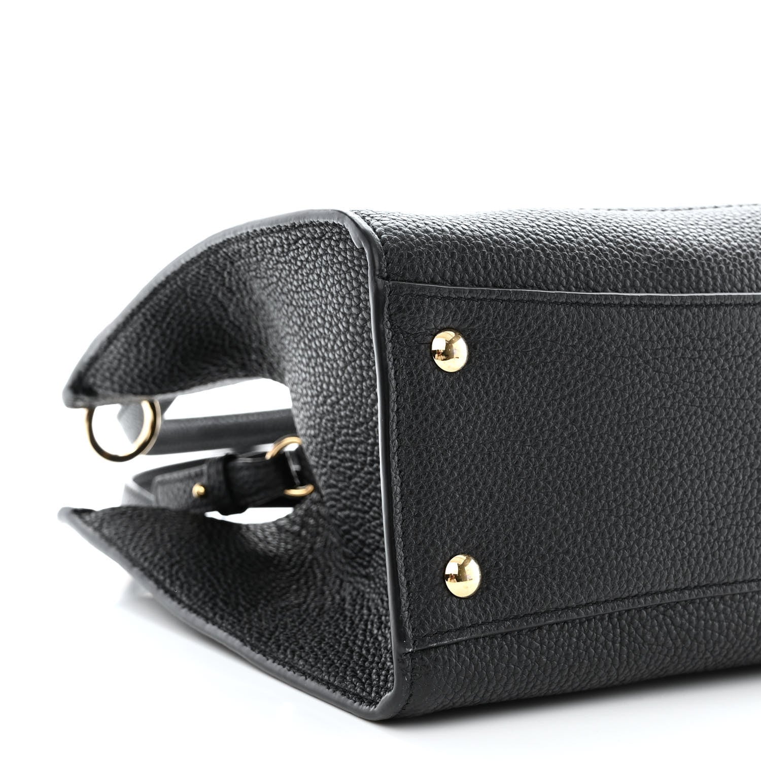 Salvatore Ferragamo Hammered Calfskin Double Handle Small Amy Tote Black 9 of 10