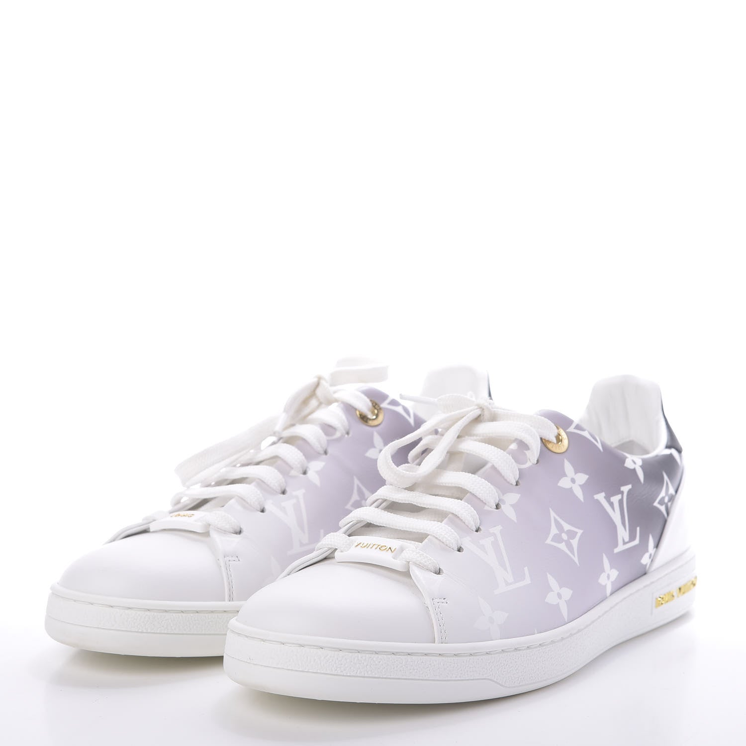 Louis Vuitton Calfskin Monogram Frontrow Sneakers 38 White Black 3 of 10